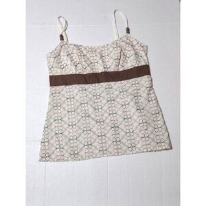 Ann Taylor Womens Camisole Embroidered Beads Beige Size 6